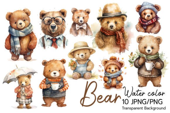 About Bear Watercolor Clipart Graphic Graphic Illustrations By Sunday