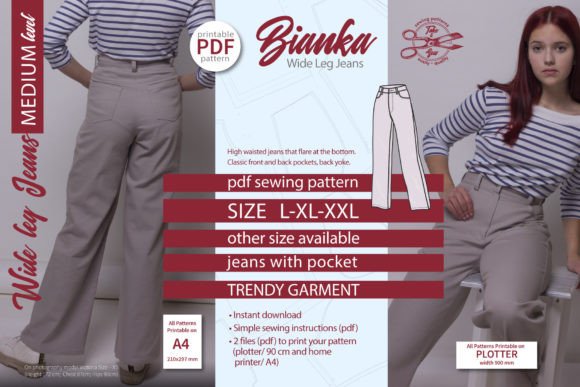 Wide Leg Jeans Sewing Pattern Bianka