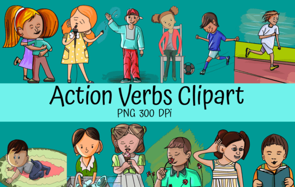 Action Verbs Clipart Graphic Illustrations By yawclips