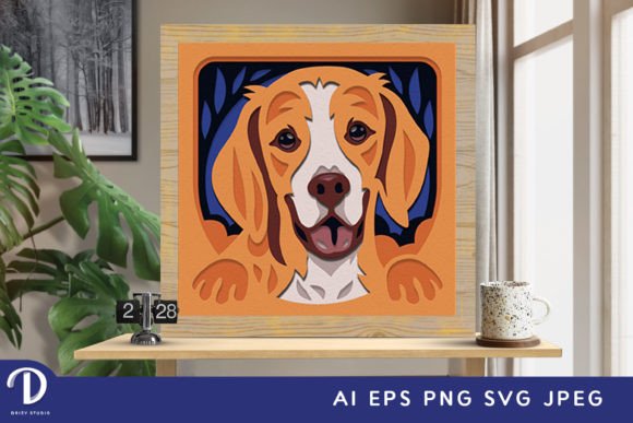 Beagle 3D paper cut shadow box SVG design