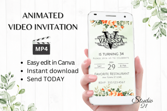 Digital Invitation (Monogram Letter V)