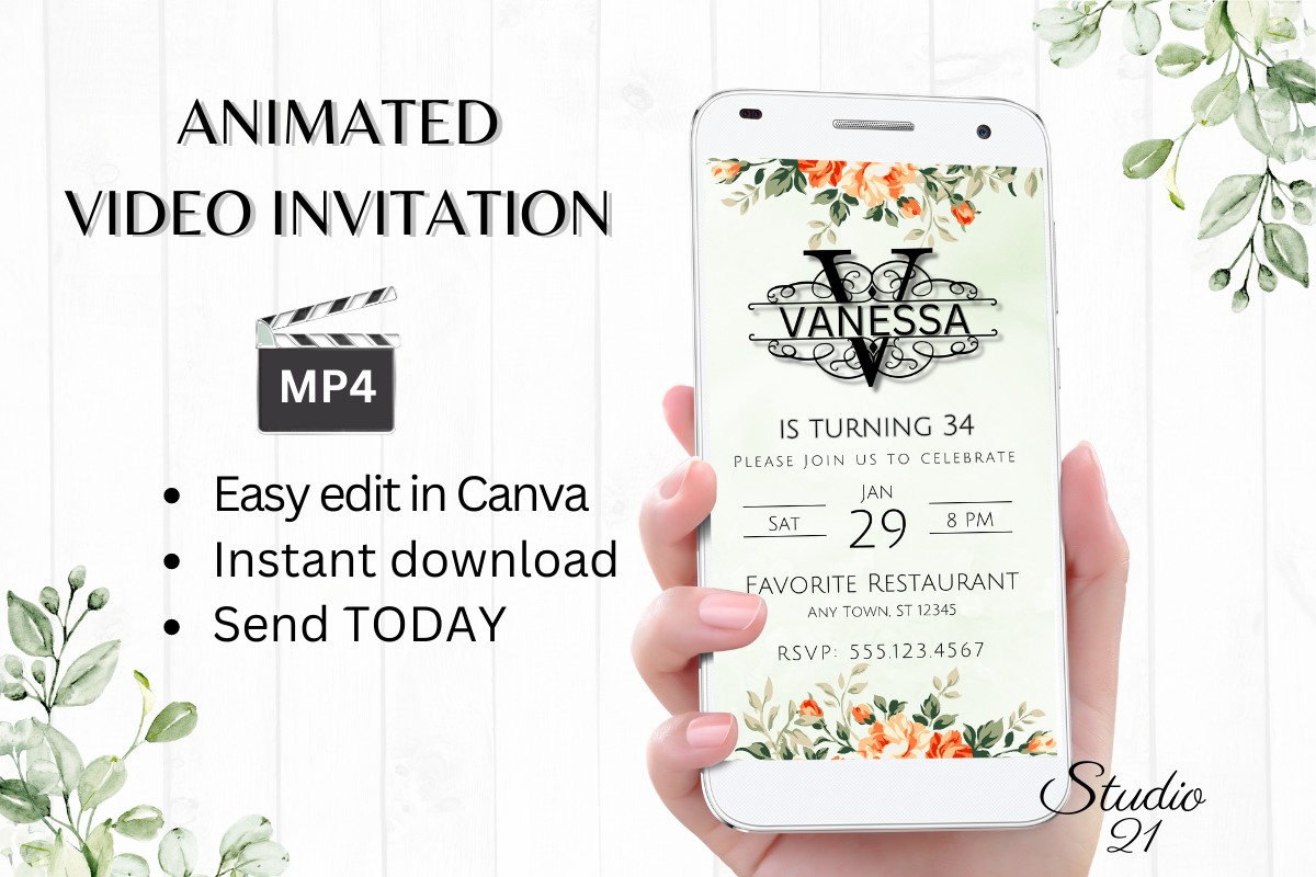Digital Invitation (Monogram Letter V)