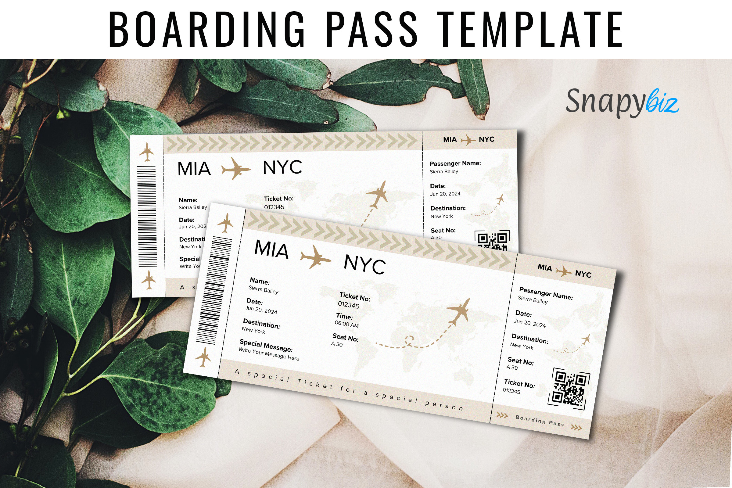 Editable Boarding Pass Template