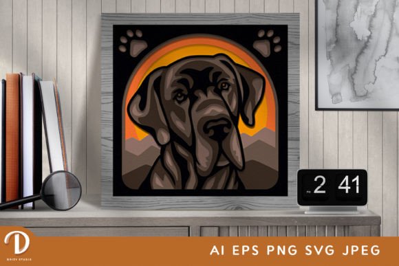 Great Dane layered paper shadow box SVG
