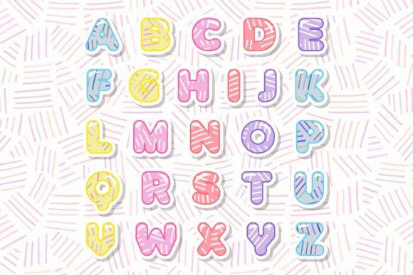 Line Pop Art Font PNG with transparent background - Preview 1