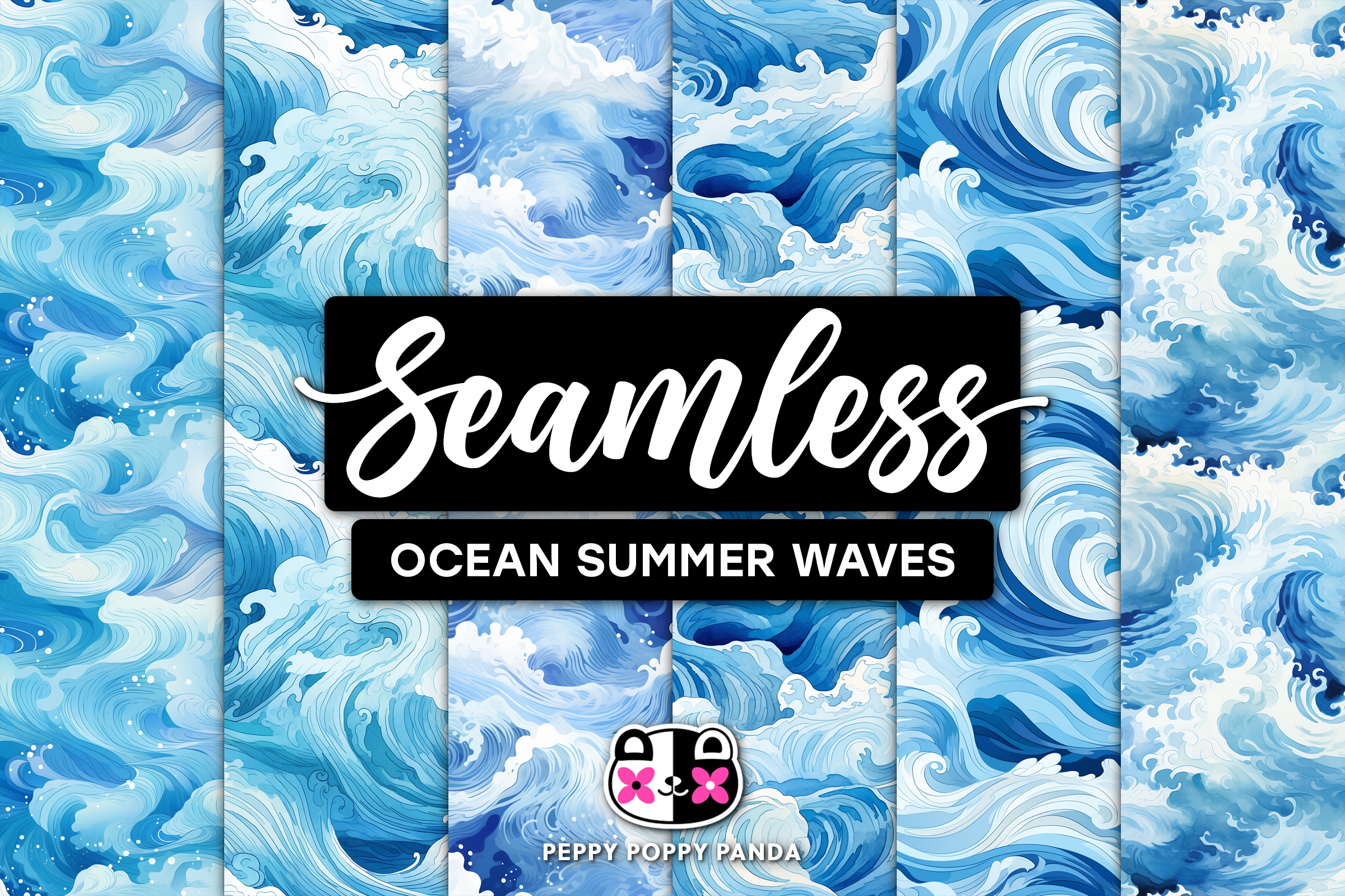 Ocean Summer Waves Seamless Patterns Graphic by Peppy Poppy Panda ...