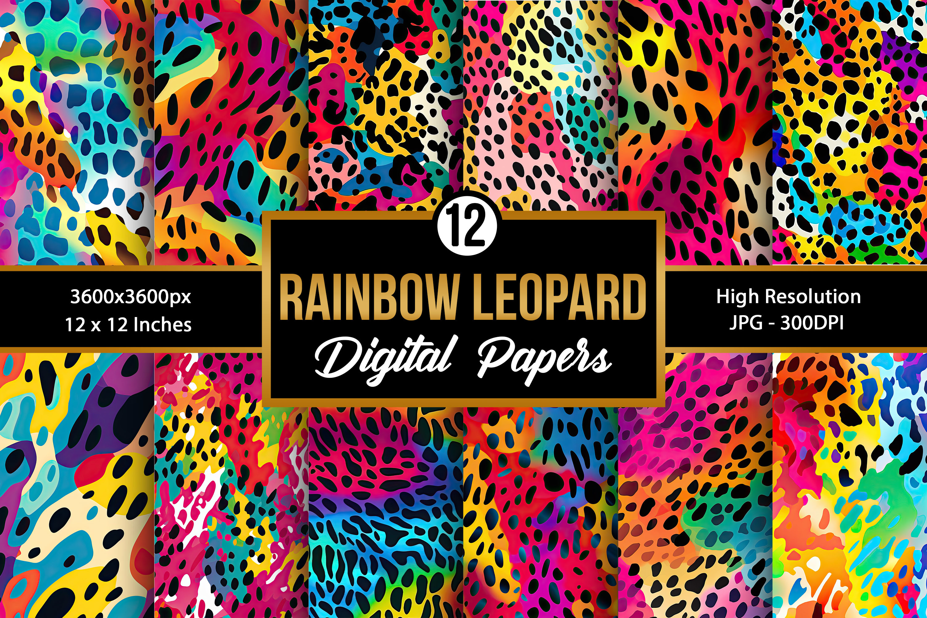 Rainbow Leopard Print Digital Papers Graphic by Creative Store ...