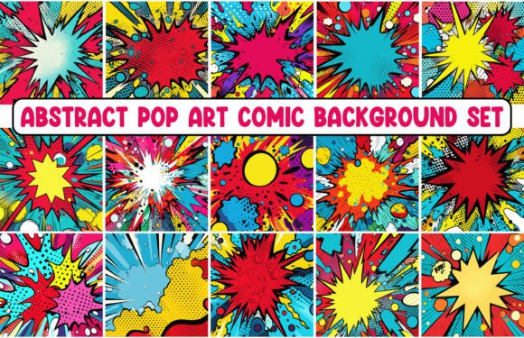 15 Abstract Pop Art Comic Background Set Gráfico Planos de Fundo Por Gfx_Expert_Team