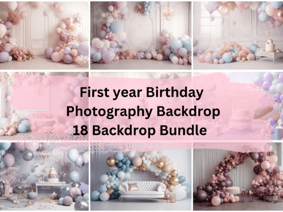 Preview of 1st Birthday Cake Smash Digital Backdrop digital backdrop