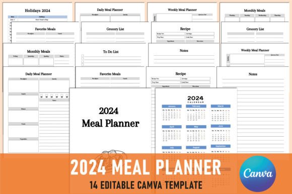 Editable 2024 Meal Planner for Canva