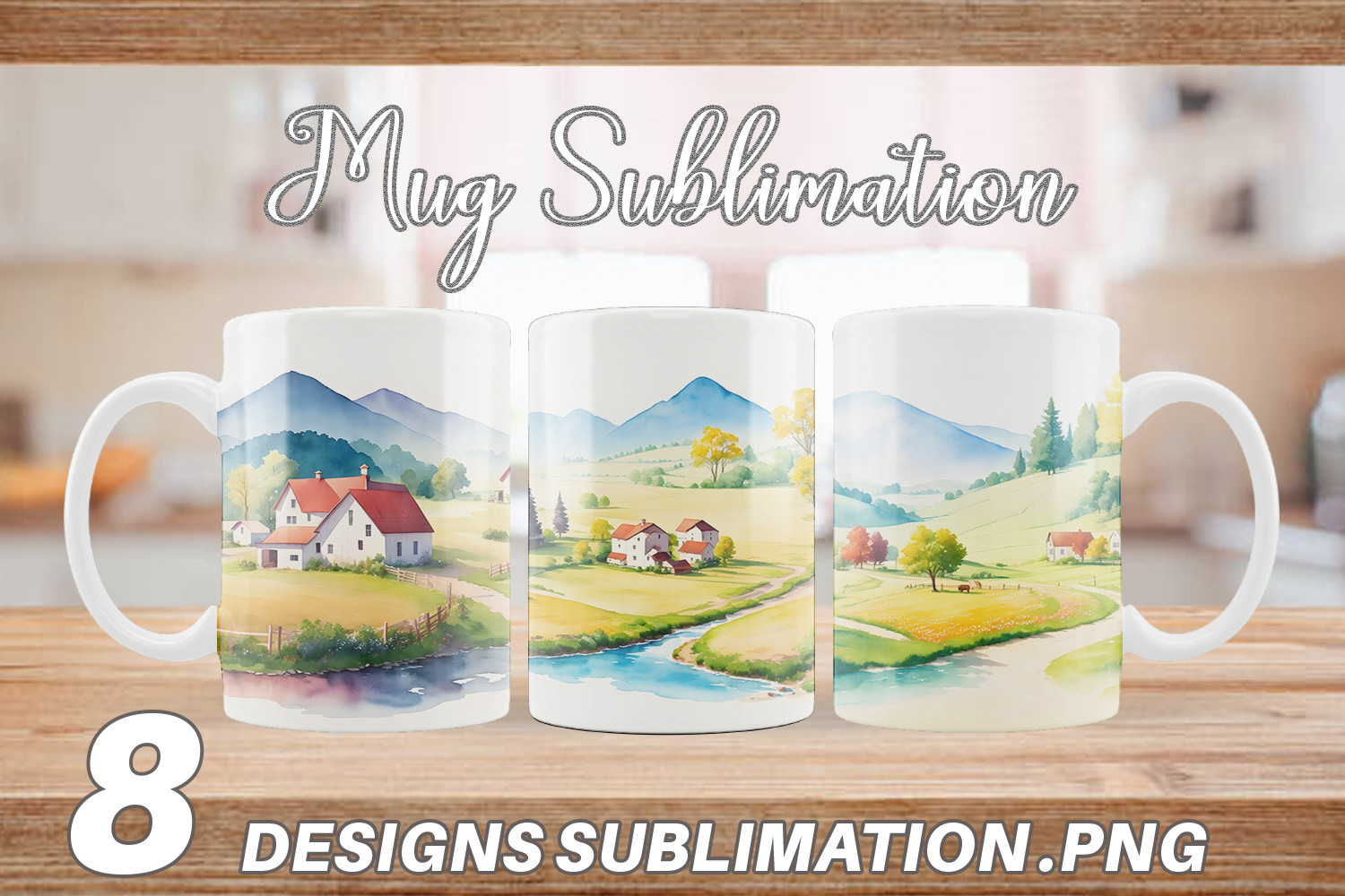 Mug Wrap Countryside Scenes Landscape Graphic by Artnoy · Creative Fabrica