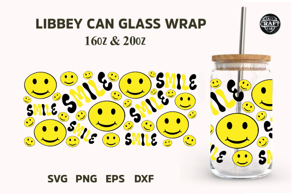 Smile Libbey Can Glass Wrap SVG 16oz Graphic by LazyCraftlab · Creative ...