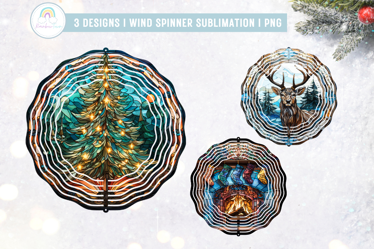 Stained Glass Christmas Wind Spinner Graphic by Rainbowtown · Creative ...