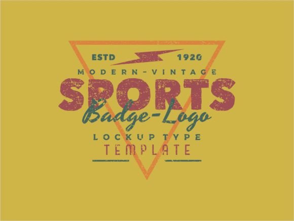 Vintage Sports Logo Triangle Shape Badge