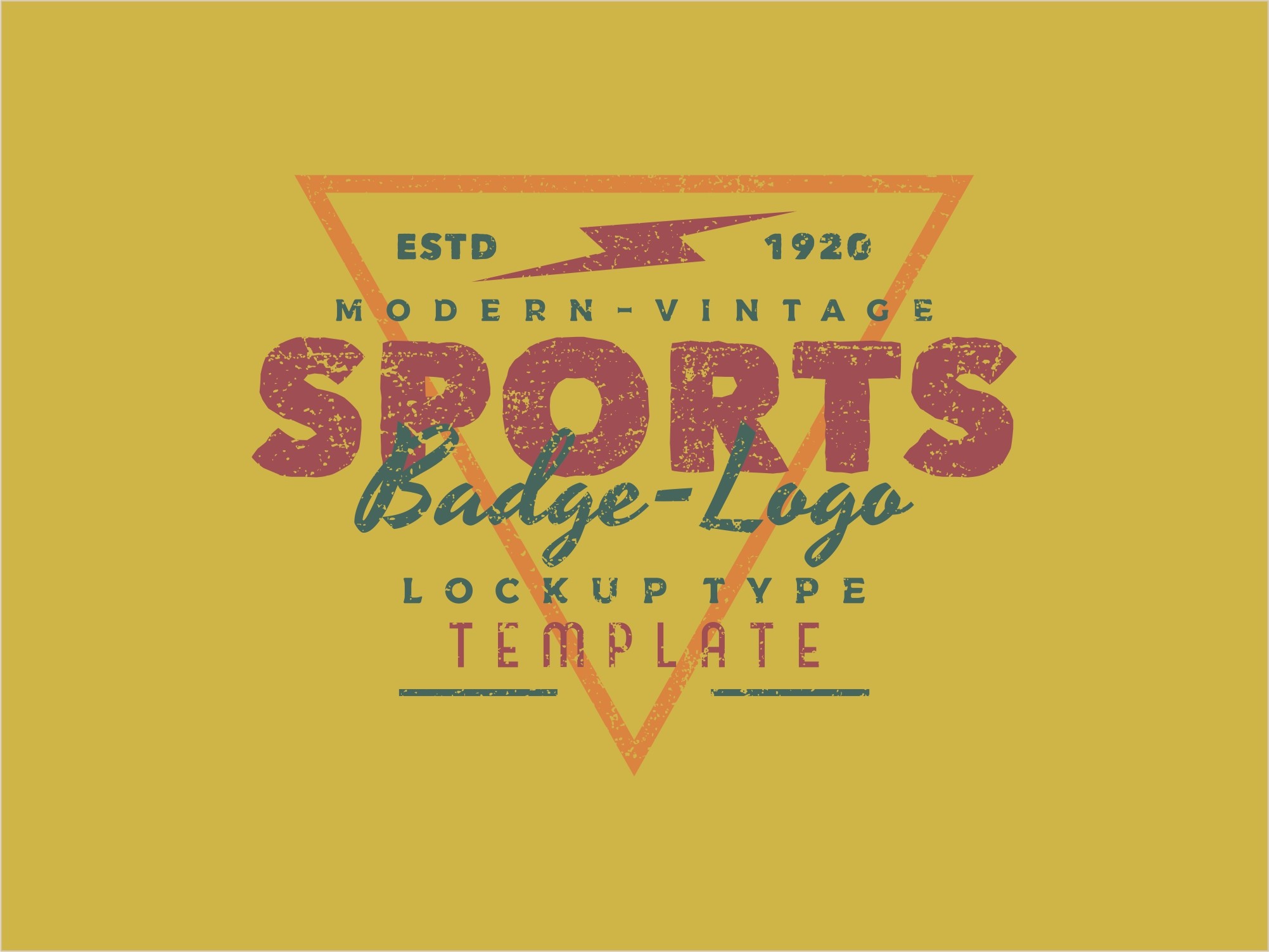 Vintage Sports Logo Triangle Shape Badge