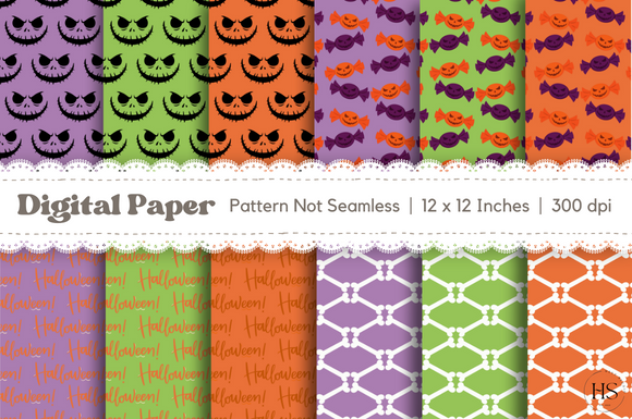 12 Halloween Digital Paper Pattern Pack Graphic by Heyv Studio ...
