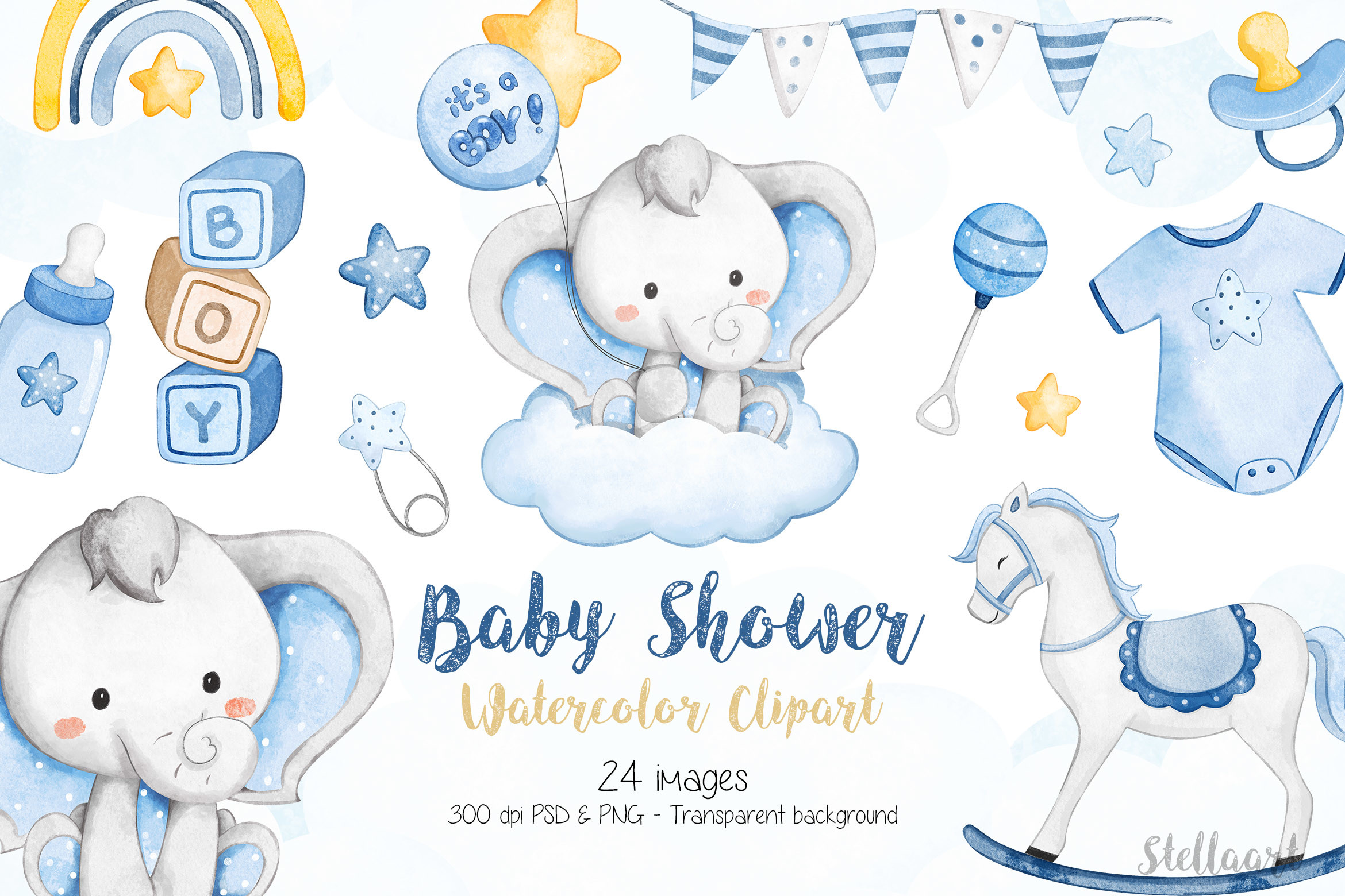 Baby Shower Watercolor Clipart - photo 1