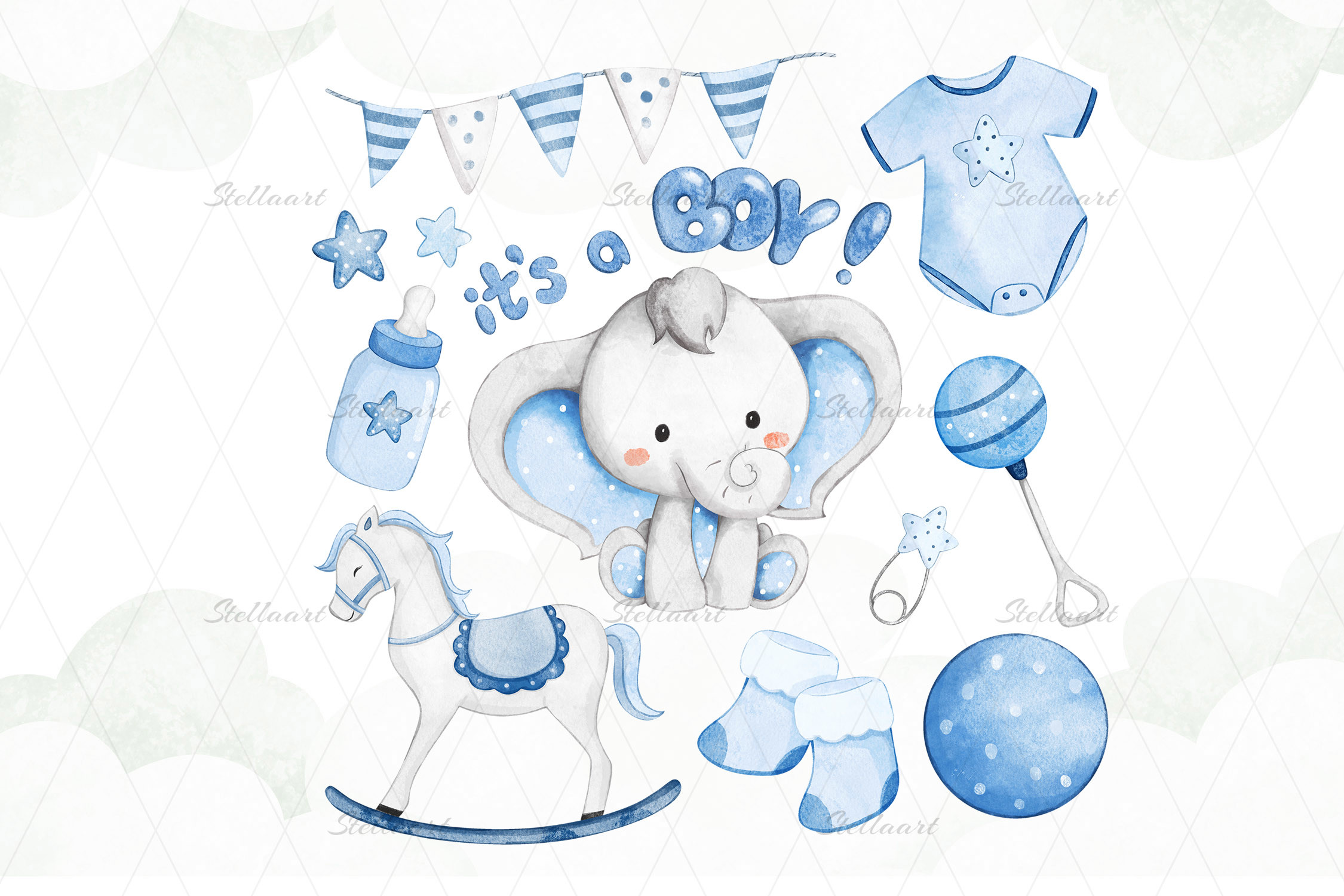 Baby Shower Watercolor Clipart - photo 2