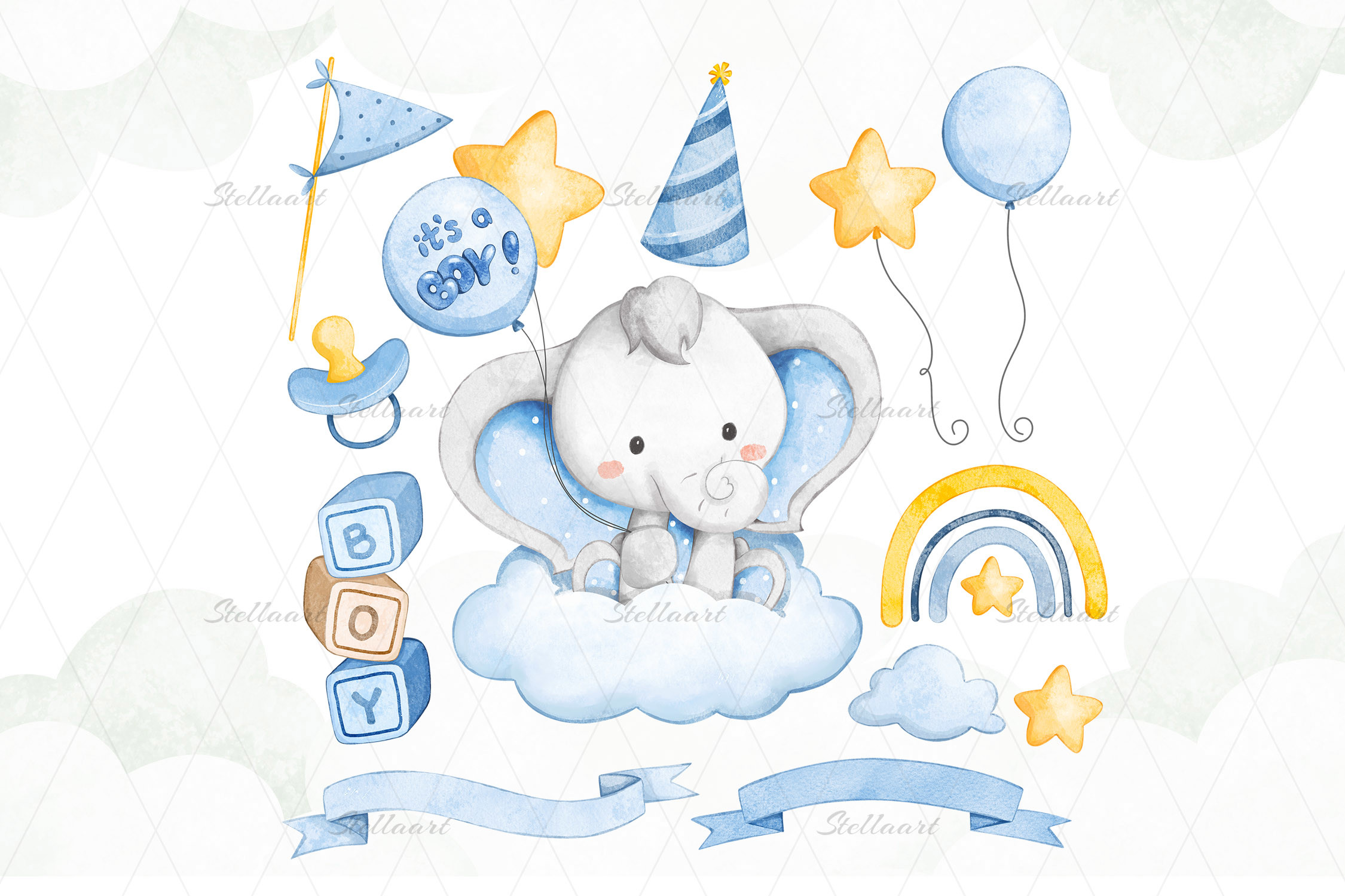 Baby Shower Watercolor Clipart - photo 3