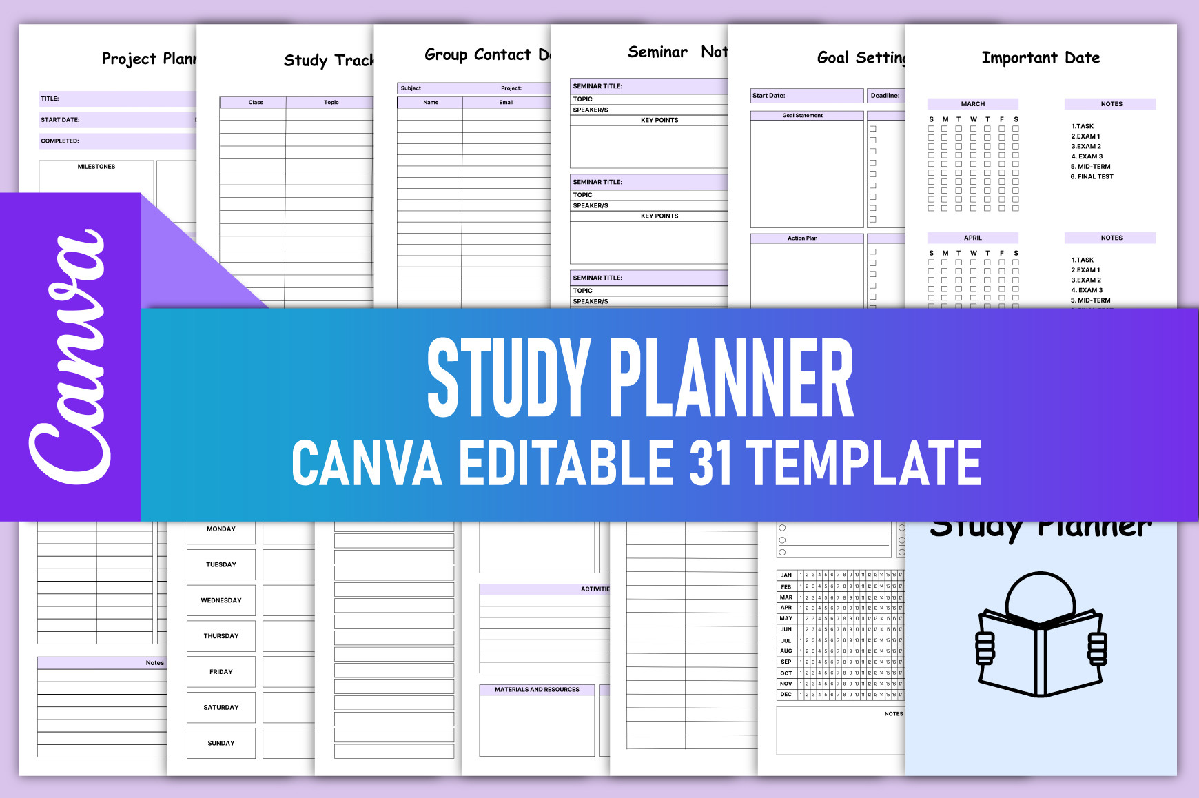 Editable Study Planner Canva KDP Graphic by rahimaartwork077 · Creative ...