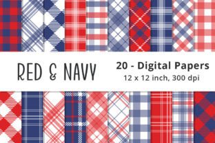 Navy Blue and Red Plaid Digital Patterns
