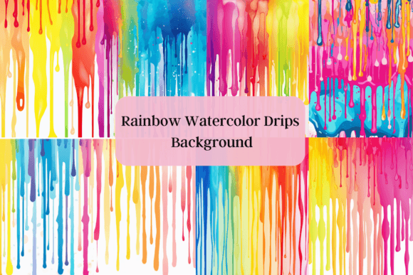 Rainbow Watercolor Drips Background Grafika Tła Przez sublimation avenue