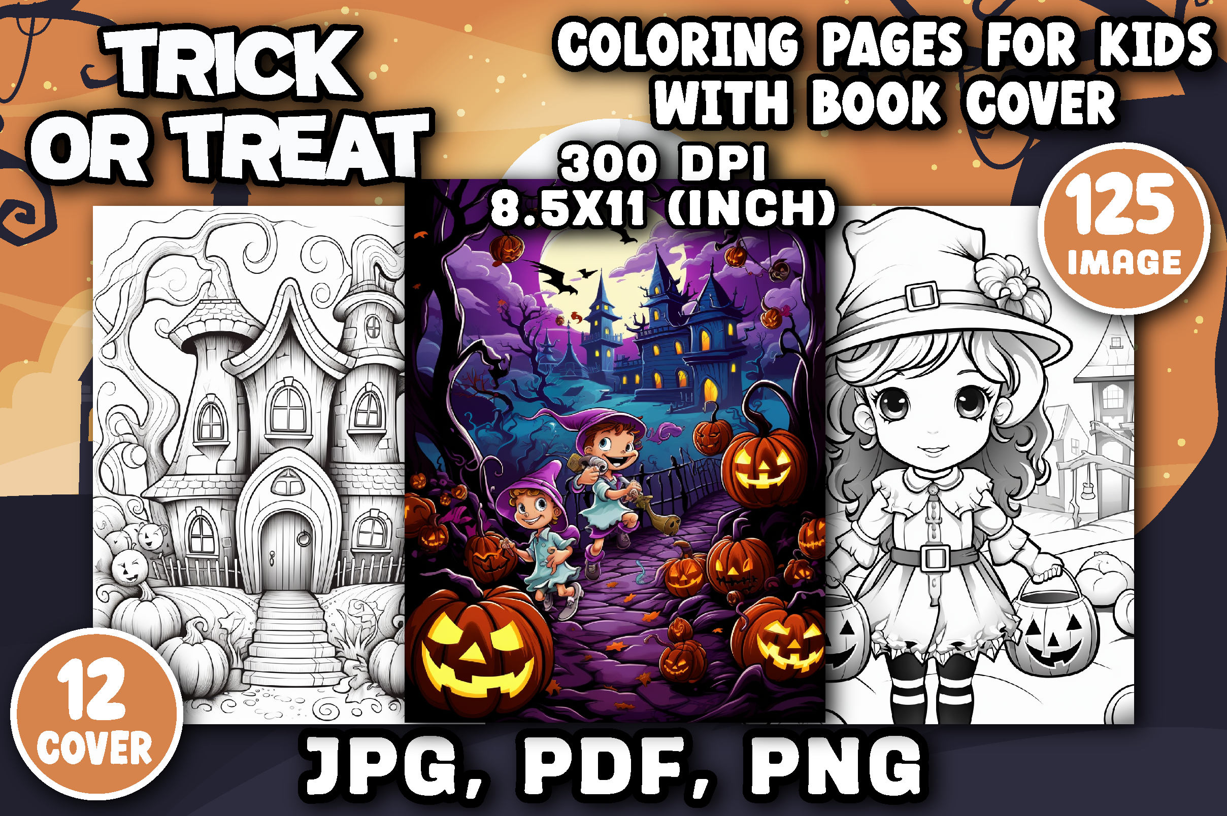 Trick or Treat Coloring Pages for Kids Graphic by Printable Crafts ...