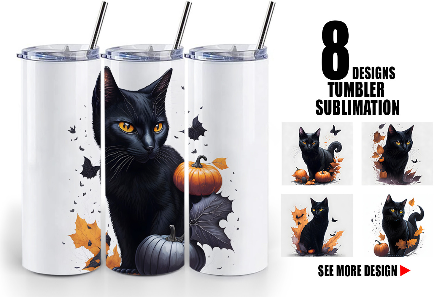 Tumbler Black Cat Halloween Graphic by Artnoy · Creative Fabrica