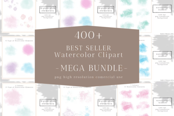 WaterColor Splash PNG MEGA BUNDLE