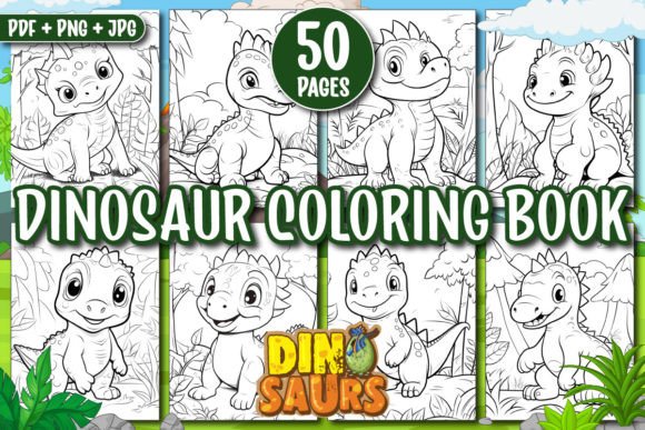 CUTE DINOSAUR COLORING BOOK PAGES