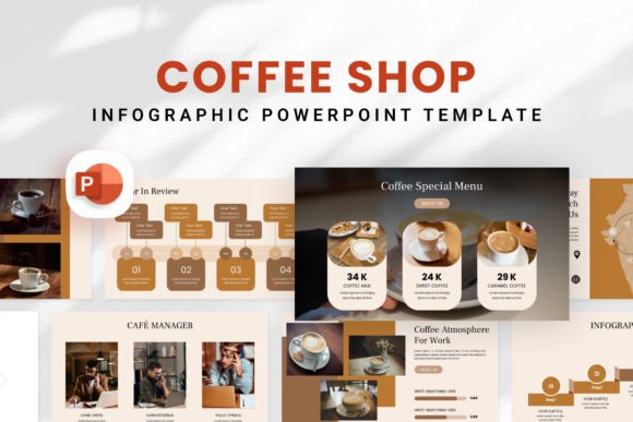 Preview of Coffee Shop Business PowerPoint Template food presentation template