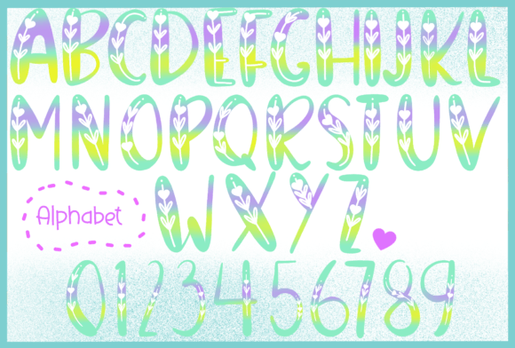 Rainbow Hearts Font PNG with transparent background - Preview 1