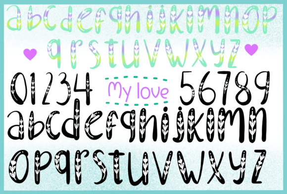 Rainbow Hearts Font PNG with transparent background - Preview 2