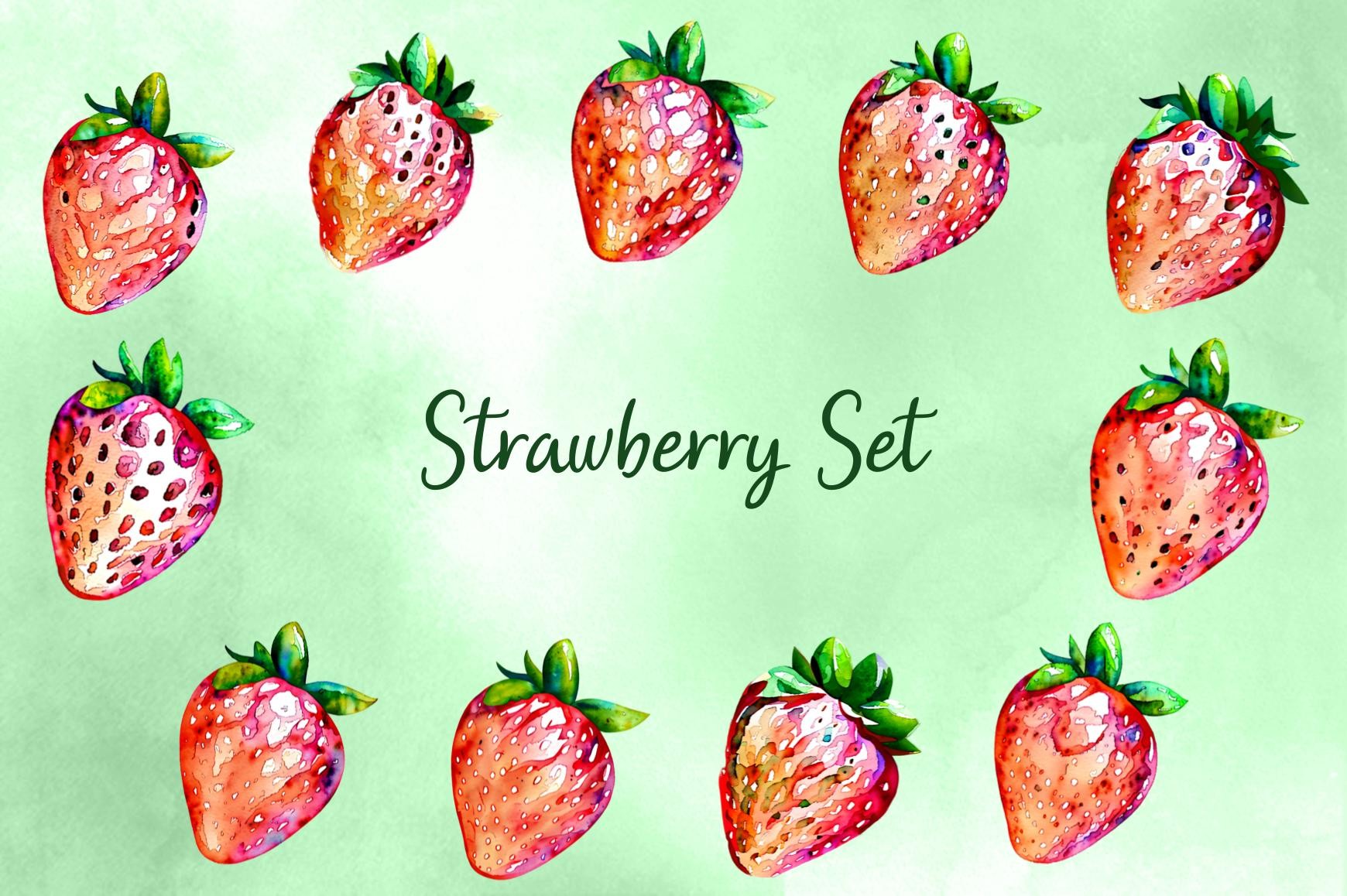 Strawberry Set Graphic by Picture Pizzazz · Creative Fabrica