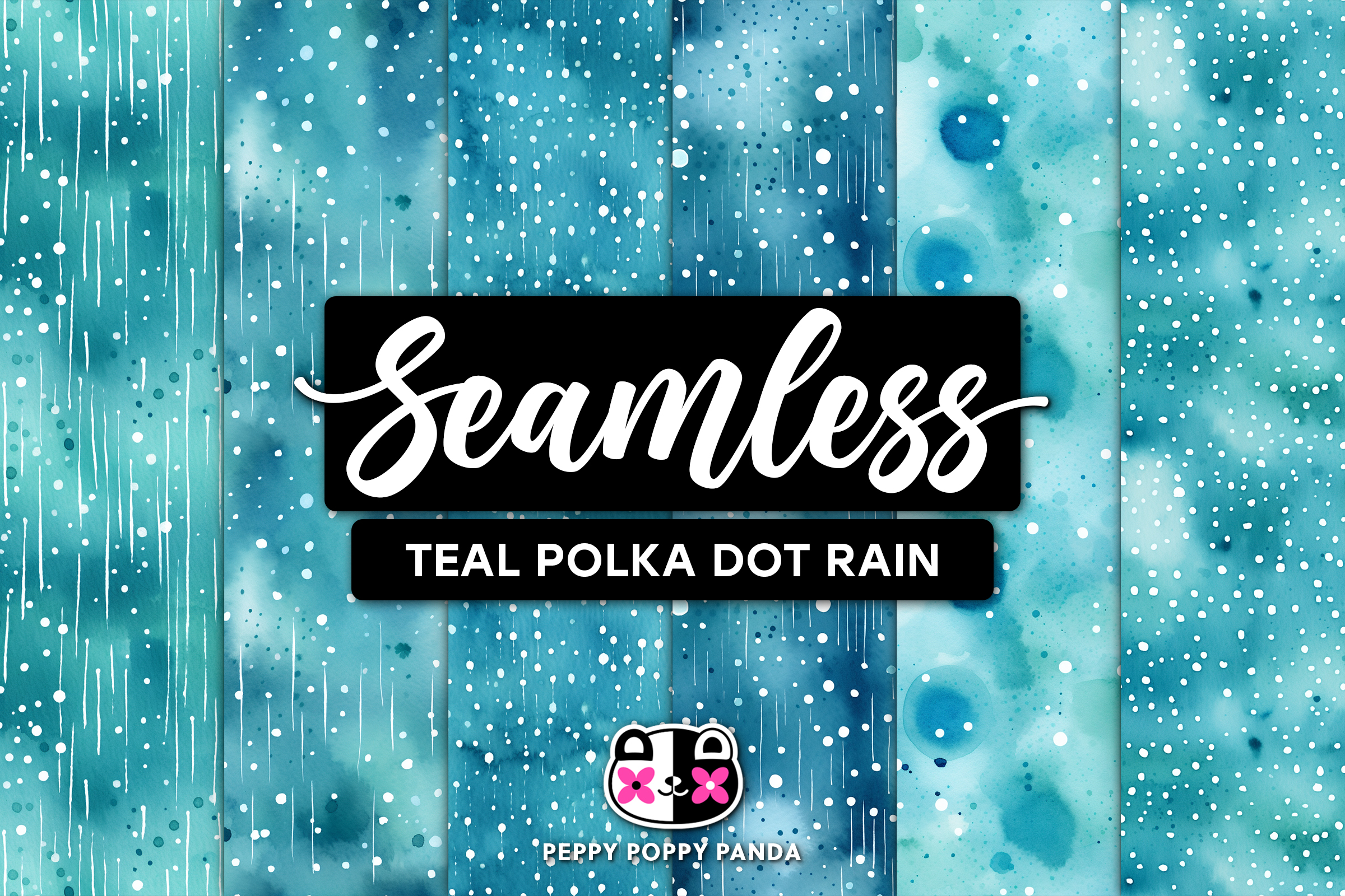 Teal Polka Dot Rain Seamless Patterns Graphic by Peppy Poppy Panda ...