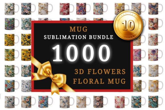 3d Floral Flowers Mug Wrap Sublimation Graphics