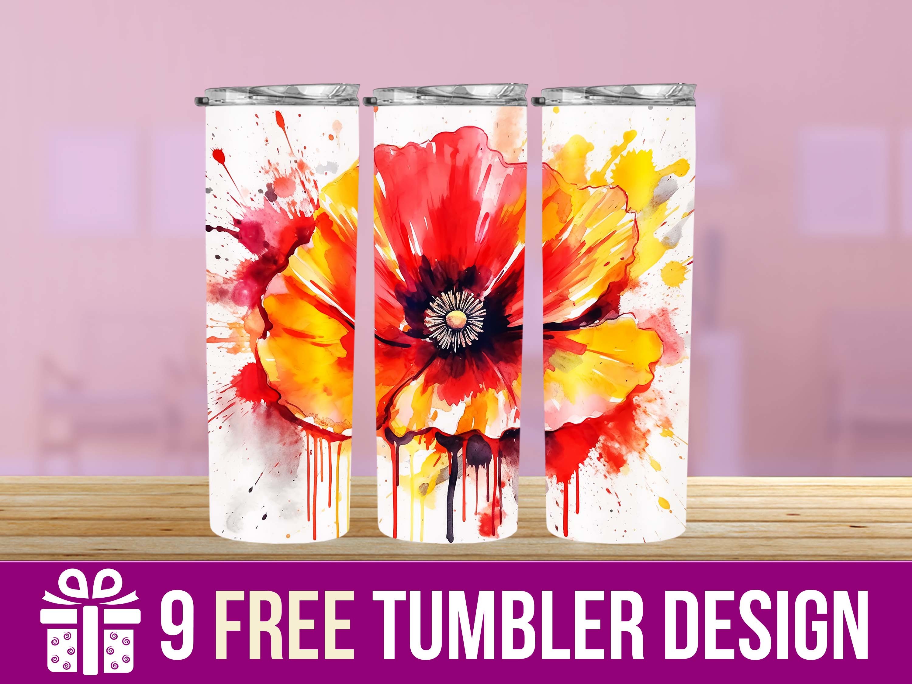 3D Flower Watercolor Splash Tumbler Wrap Graphic by hassanaasi001 ...