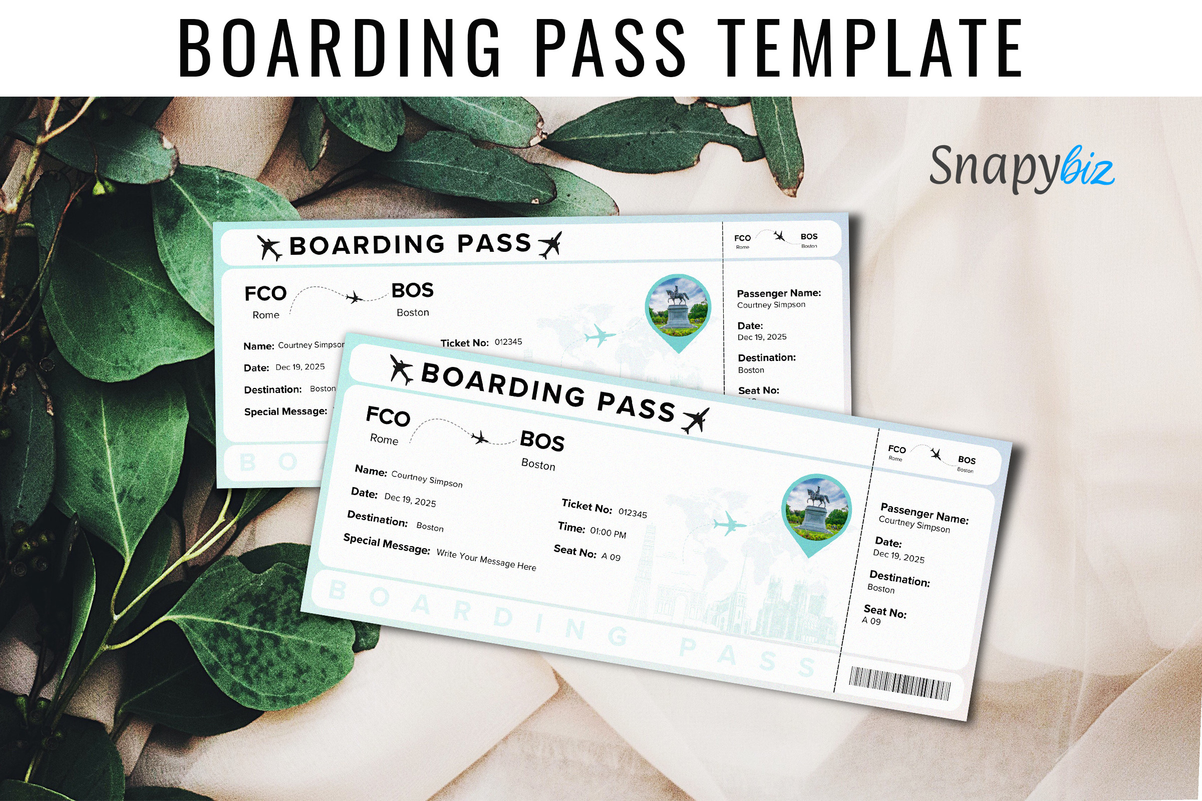 Boarding Pass Canva Template
