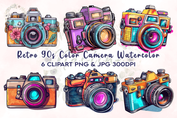 Camera Watercolor Clipart Gráfico Manualidades Por Nastine