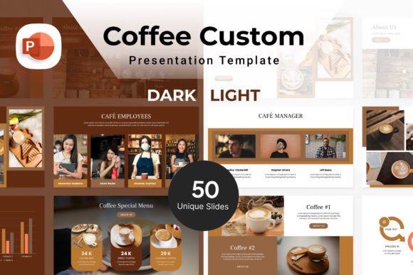 Preview of Coffee Custom PowerPoint Template food presentation template