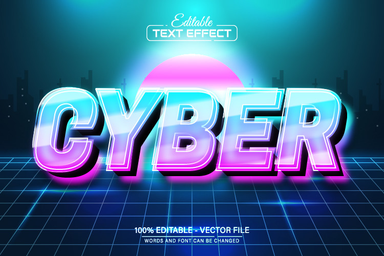 Cyber Glowing Text Effect Editable Graphic by aglonemadesign · Creative ...