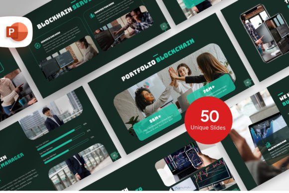 Preview of Modern Blockchain PowerPoint Template technology presentation template