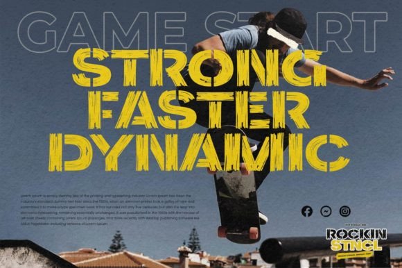 Rockin Stncl Font PNG with transparent background - Preview 3