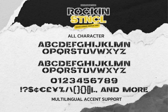 Rockin Stncl Font PNG with transparent background - Preview 5