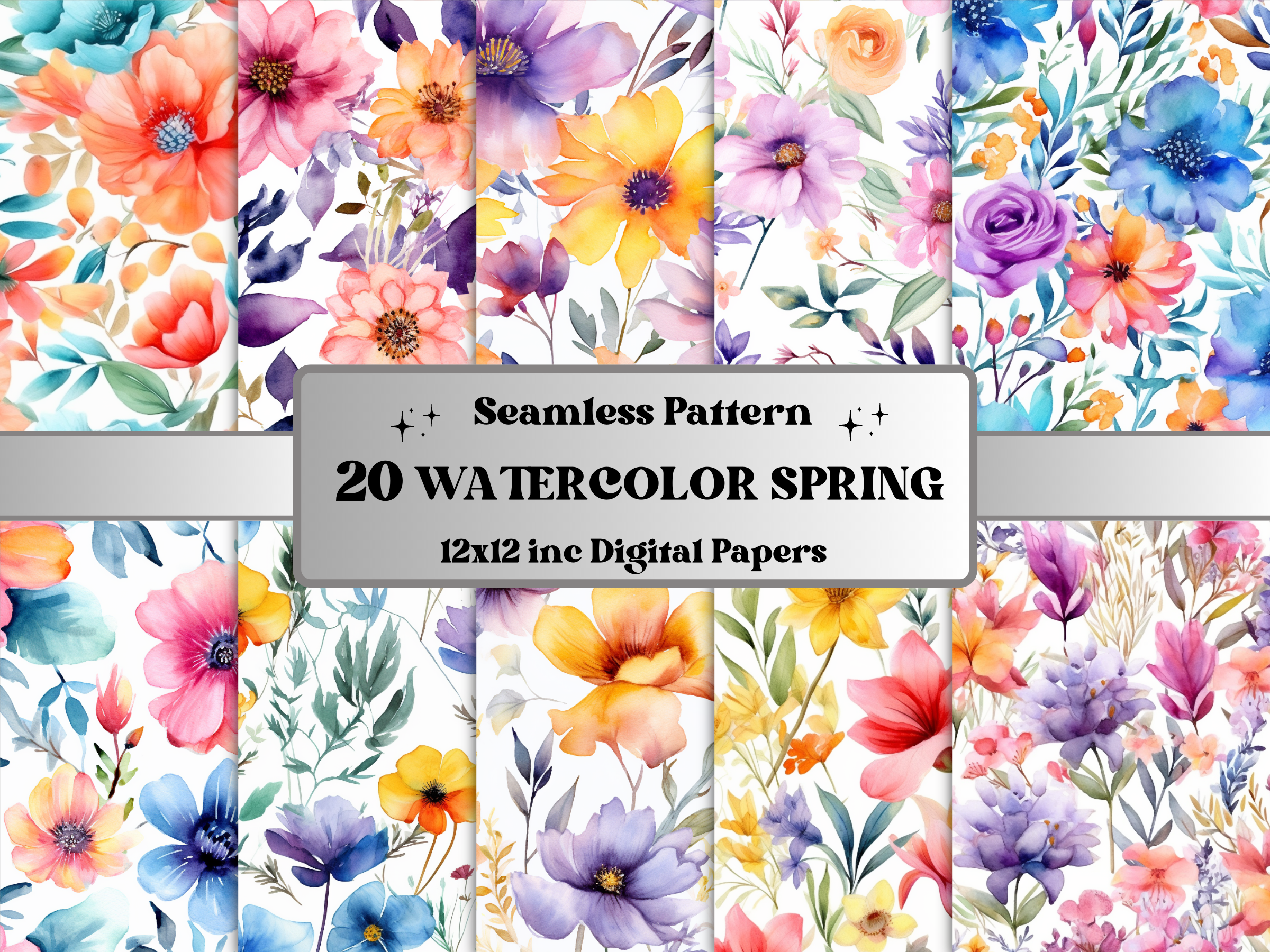 Watercolor Floral Seamless Pattern Graphic by giraffecreativestudio ...