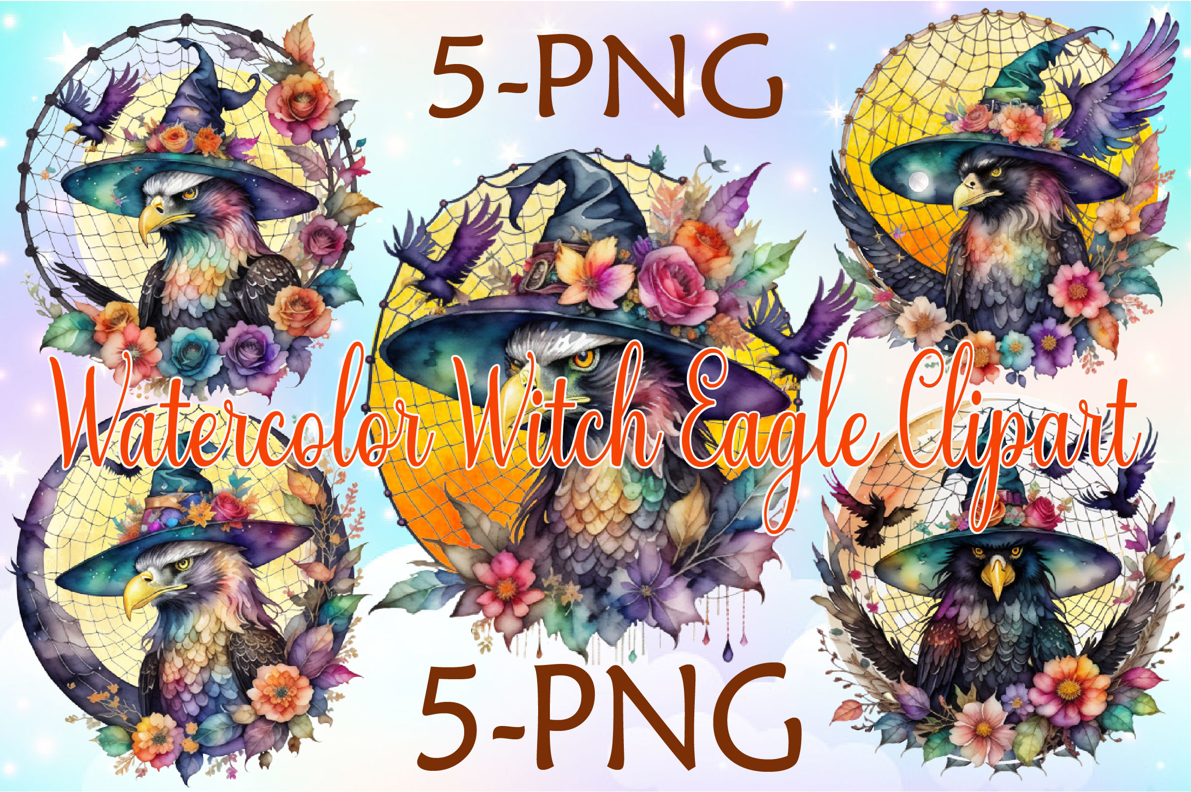 Watercolor Witch Eagle Clipart Bundle Graphic by LR ART · Creative Fabrica