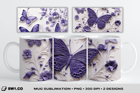 3d Butterfly 15oz Mug Wrap Sublimation Graphics