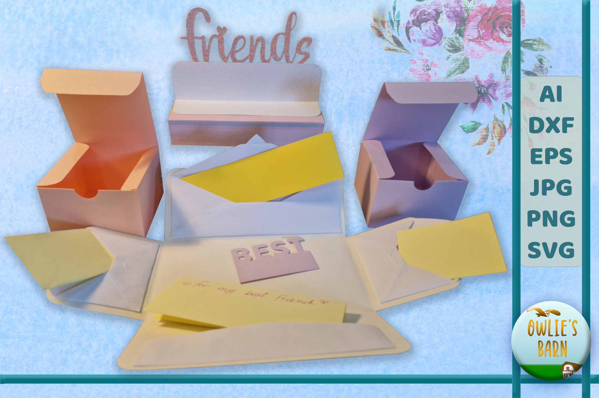 Exploding Box with Sentiments Lid · Creative Fabrica