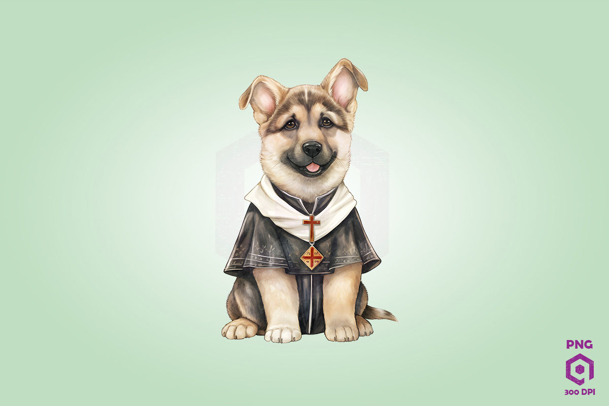 Priest German Shepherd Dog Clipart Graphic by Quoteer · Creative Fabrica