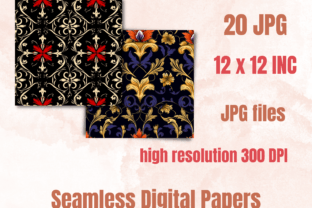 Seamless Gothic Flower Pattern Paper Graphic by giraffecreativestudio ...